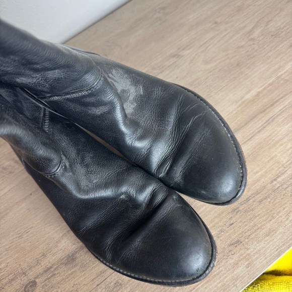 MOMA Made in Italy Leather Black Riding Biker Boots Lace Up Long - Picture 3 of 10